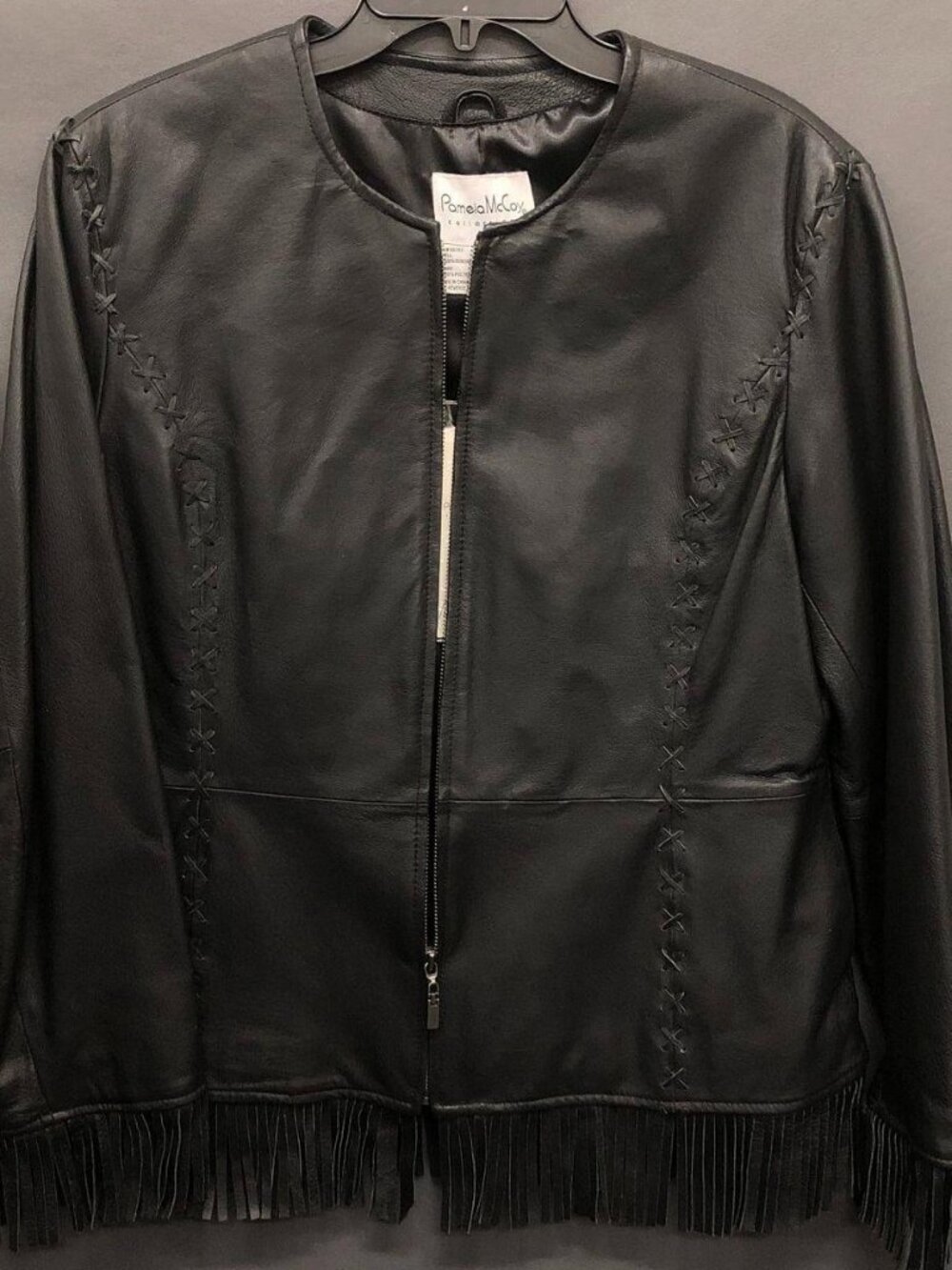 Pamela McCoy Black Leather Fringe Jacket - Picture 5 of 10
